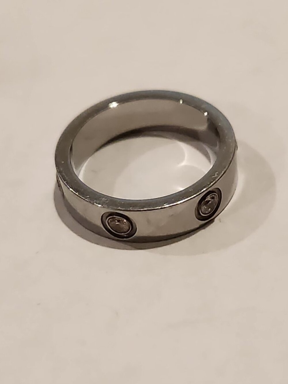 Stainless Steel CZ Accent Ring - Size 5.5